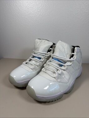 Air Jordan 11 Retro Legend White and Light Blue Patent Leather Sneakers